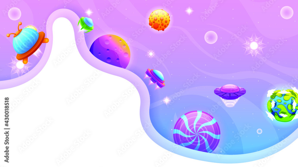 Abstract Paper Cut Aliens On Flying Saucers In Dark Space Planet Background Gradient Unidentified Flying Object Ufo Stars Vector Design Style