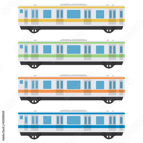 電車、鉄道、地下鉄のイラスト素材セット