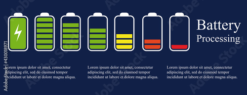 Phone battery charge status flat symbols set