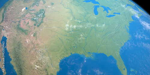 Canvas-taulu Mississippi River in planet earth, aerial view from outer space
