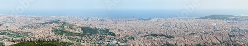 Panorama of Barcelona from Tibidabo mountain, Catalonia, Spain.