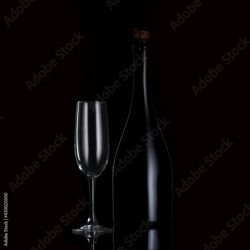 wine bottle and glass