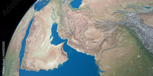 Persian Gulf in planet earth, aerial view from outer space photo