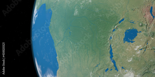 Congo River in planet earth, aerial view from outer space photo