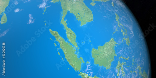 Fotótapéta Strait of Malacca in planet earth, aerial view from outer space