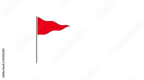 Red waving flag animation. Alpha channel, luma matte, seamless loop.