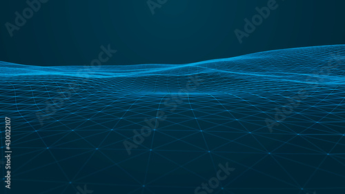Big data visualization. Abstract wave. Digital background. 3d rendering.