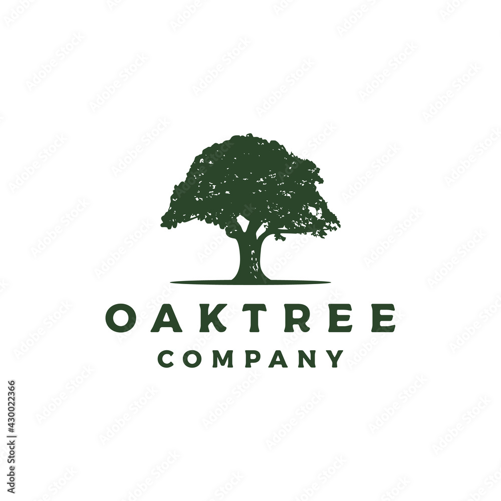 Vintage Retro Oak, Banyan, Maple Tree Service Logo Design