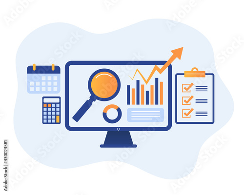 digital auditing - demand analysts - business tax - flat illustration