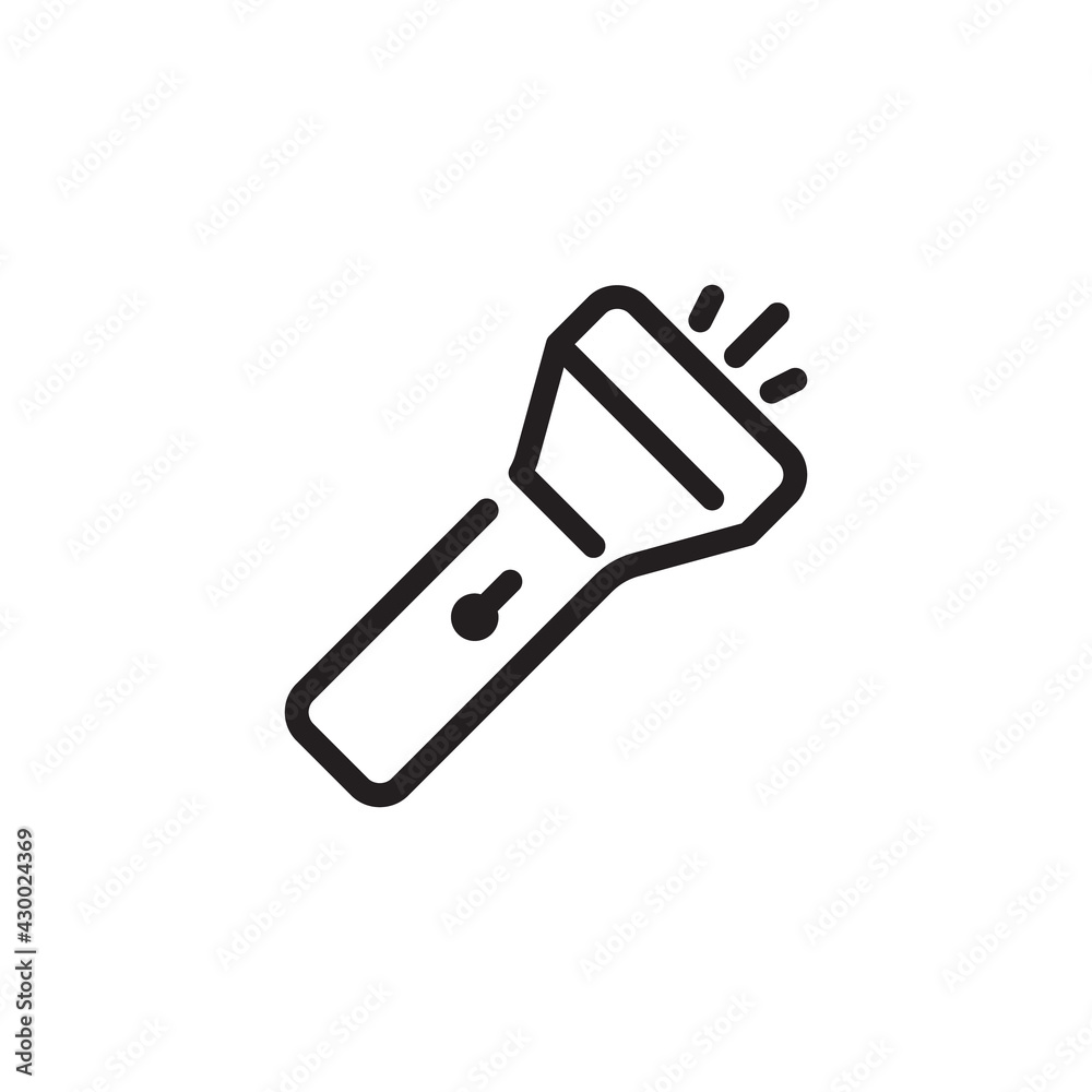 Line flashlight icon illustration isolated vector sign symbol. Flashlight icon of vector illustration for web and mobile Line flashlight icon illustration isolated vector sign symbol. Flashlight icon of vector illustration for web and mobile