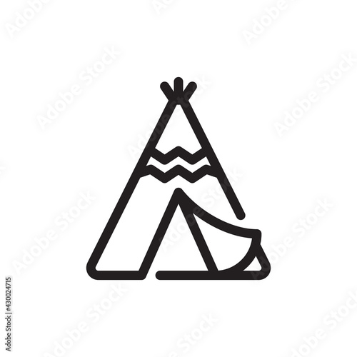 Tent Icon Design Vector Symbol Camp Travel Event. Camping tent at outdoor camp or tipi, teepee flat icon for apps and websites