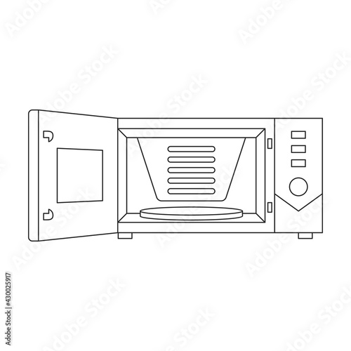Microwave vector outline icon. Vector illustration oven kitchen on white background. Isolated outline illustration icon of microwave .