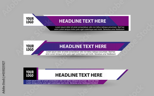 Set collection vector of Broadcast News Lower Thirds Template layout design banner for bar Headline news title, sport game in Television, Video and Media 