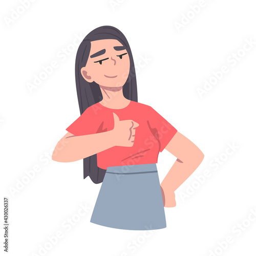 Cheerful Girl Doing Ok Gesture, Positive Human Emotions Concept Cartoon Vector Illustration