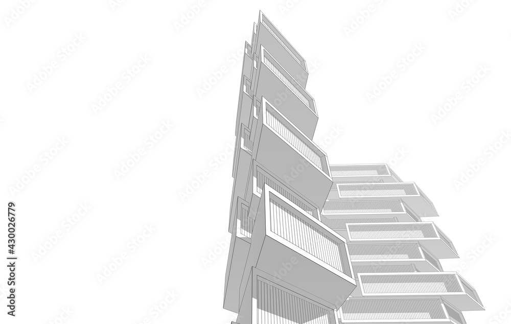 modern building architectural 3d illustration modern building architectural 3d illustration