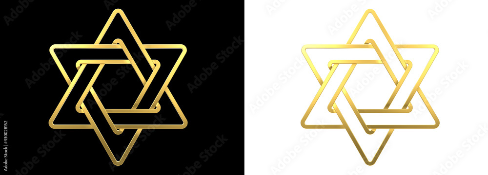 pretty gold david star isolated - object 3D rendering pretty gold david star isolated - object 3D rendering