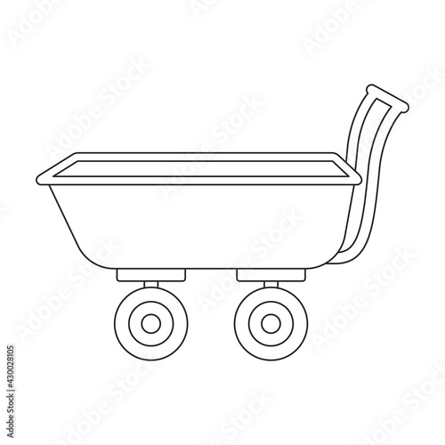 Garden wagon vector outline icon. Vector illustration farm cart on white background. Isolated outline illustration icon of garden wagon.