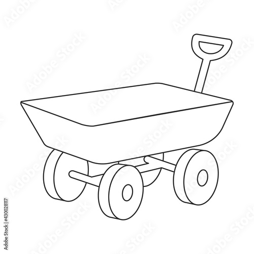 Garden wagon vector outline icon. Vector illustration farm cart on white background. Isolated outline illustration icon of garden wagon.