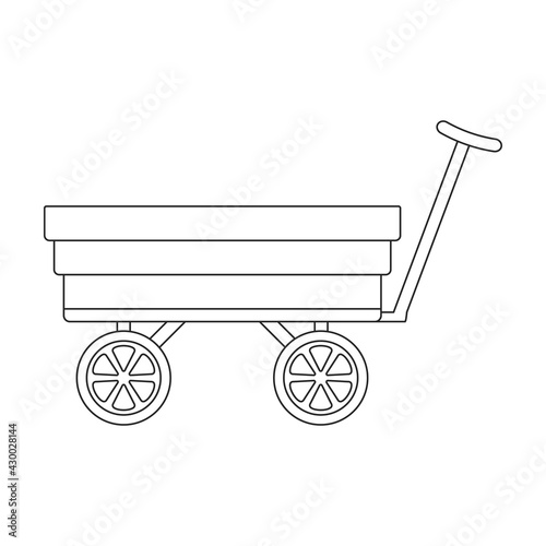 Garden wagon vector outline icon. Vector illustration farm cart on white background. Isolated outline illustration icon of garden wagon.