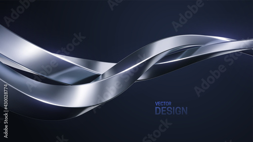 Silver intertwined shapes. Jewelry pattern
