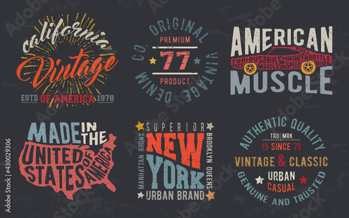Vintage design print for t-shirt stamp, tee applique, fashion typography, badge, label clothing, jeans, and casual wear. Vector illustration