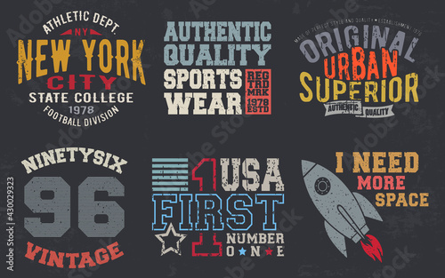 Vintage design print for t-shirt stamp, tee applique, fashion typography, badge, label clothing, jeans, and casual wear. Vector illustration
