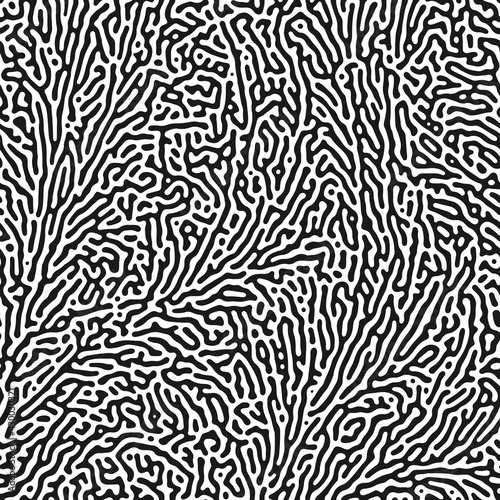 Seamless Organic pattern. Biological reaction diffusion. Creative abstract natural structure. Maze with wavy lines and dots vector texture