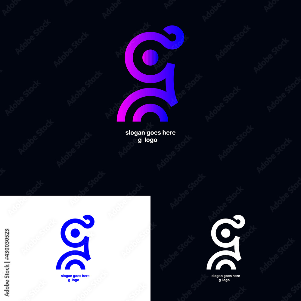 Fototapeta premium Minimal monogram type g letter logo.