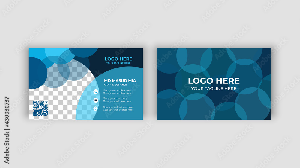 Photography Blue business card design with real estate company template