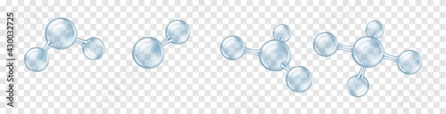 Fotografie, Obraz Set of realistic molecular sphere bubbles, transparent molecular connection mode