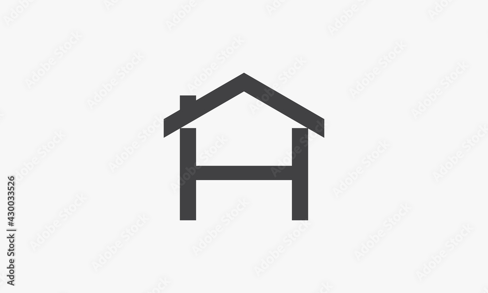 letter H with roof logo concept on white background. letter H with roof logo concept on white background.
