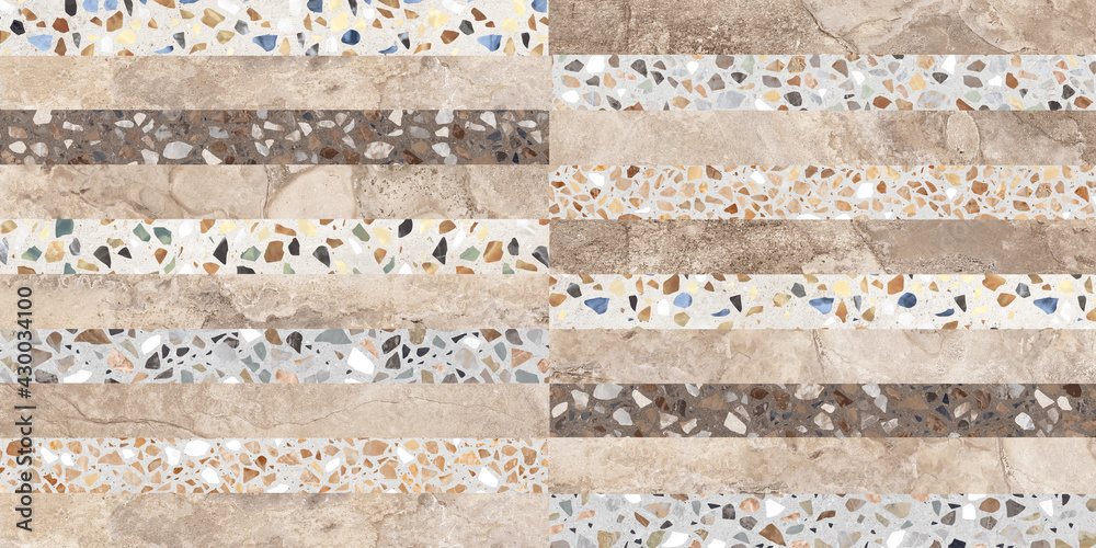 beige stone and colorful terrazzo textured mosaic background