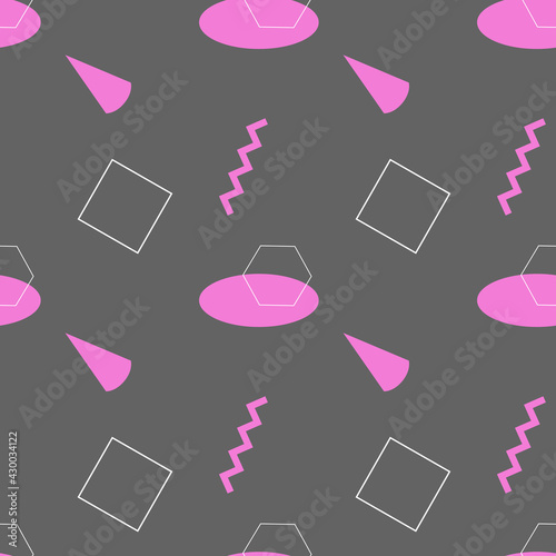 A seamless pattern of abstract geometric shapes. On a dark background. Vector illustration