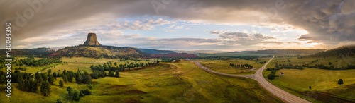 Dawn panorama at Devils Tower National Monument - Wyoming 