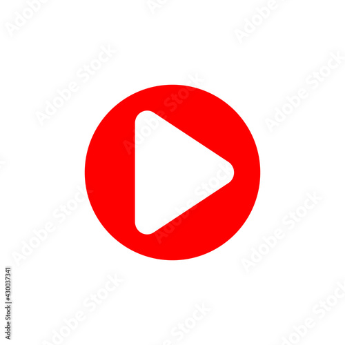Red play button icon. Youtube icon. play video. Stock Vector illustration isolated on white background.