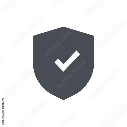 Shield and Check Mark Icon Vector Logo Template. symbol for web site Computer and mobile. Stock Vector illustration isolated on white background.
