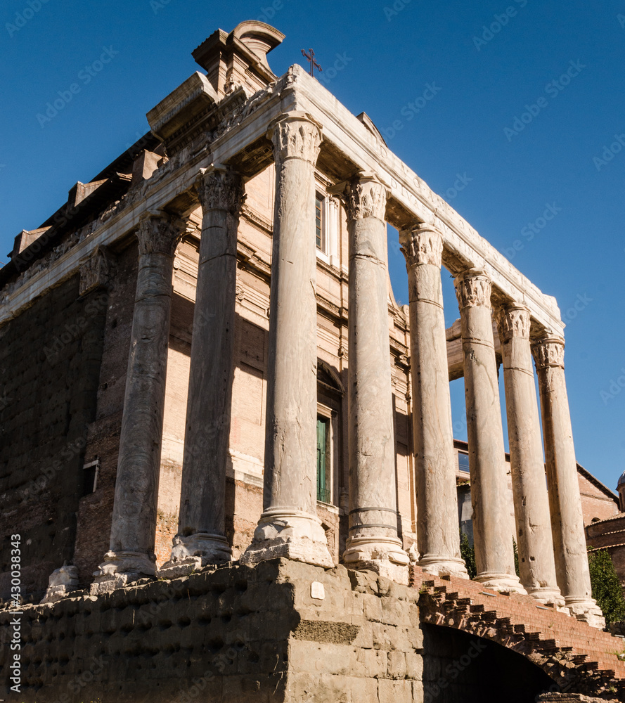 Detail of Ancient Roman Forum pillars in Rome Detail of Ancient Roman Forum pillars in Rome
