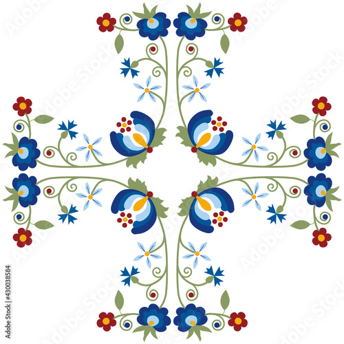 Kashubian floral design Kaszuby ethnic folk art Poland Polish Palmeta cross