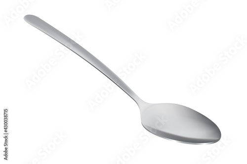 Realistic 3d metal cutlery. Stainless utensil - tea spoon.