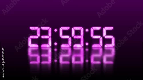 Purple Digital LED Clock Starting Countdown 10 seconds  on ramp background