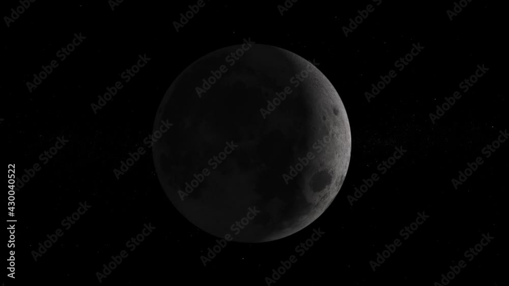 New moon to full moon libration 4k CGI animation moon phases
