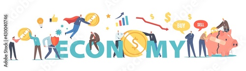 Economy Concept. Business Opportunity during Coronavirus. Economic Drop after Covid19 Outbreak, Characters Earn Money