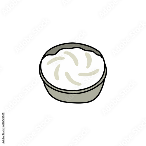 cream cheese doodle icon, vector color line illustration