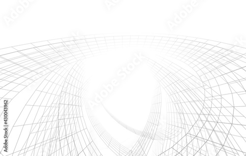 Fototapeta Naklejka Na Ścianę i Meble -  abstract architectural drawing linear design 3d illustration