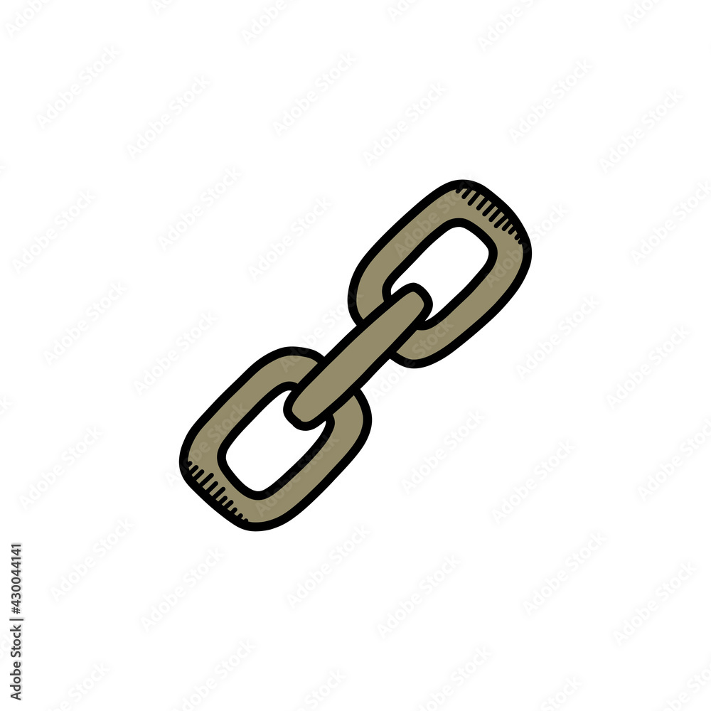 chain doodle icon, vector color line illustration