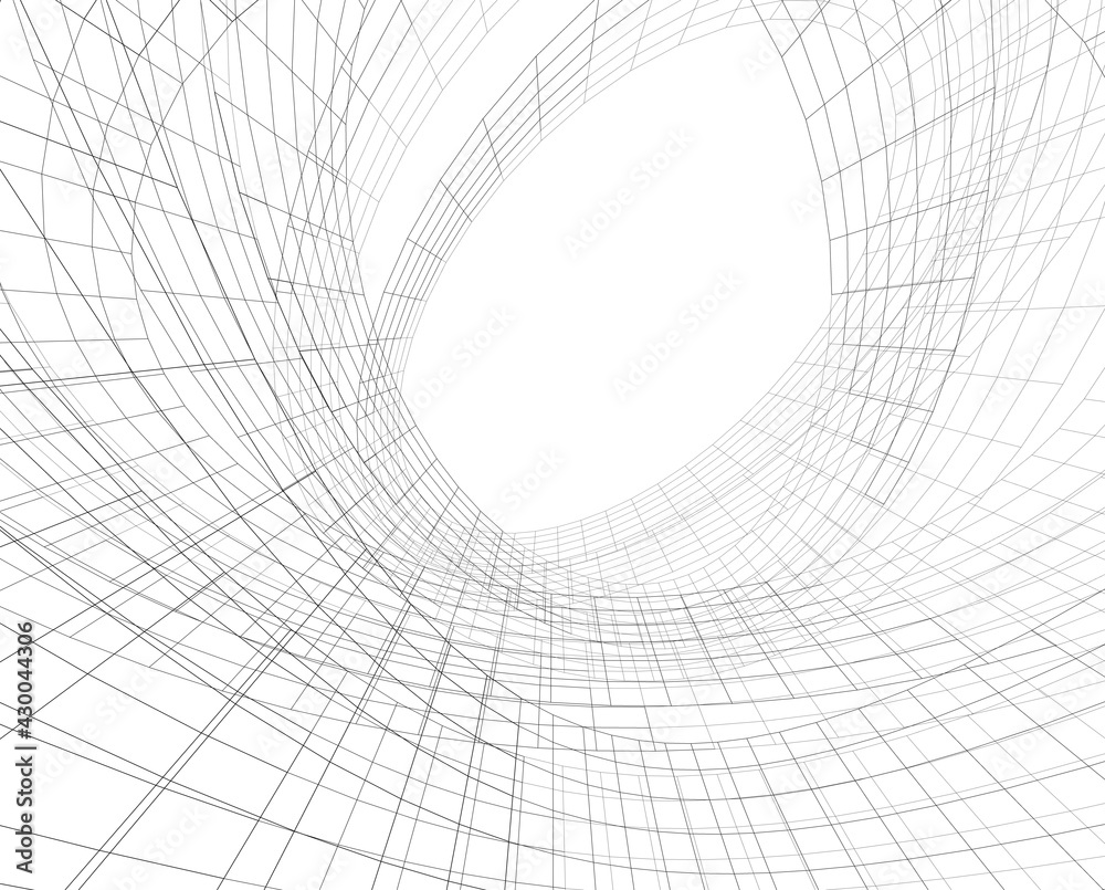 abstract architectural drawing linear design 3d illustration abstract architectural drawing linear design 3d illustration