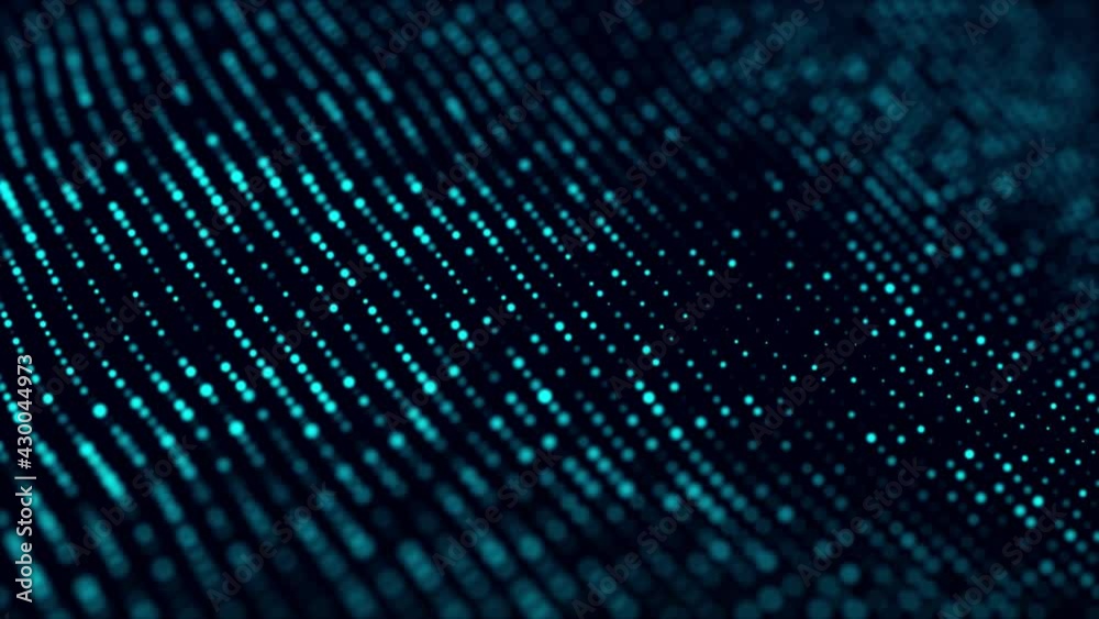 Abstract background with the movement of luminous particles. Digital technology. 3D rendering.