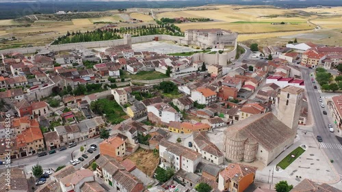 Aerial view of Segovia Province, with Cuellar Castle and buildings, Leon, Spain  photo