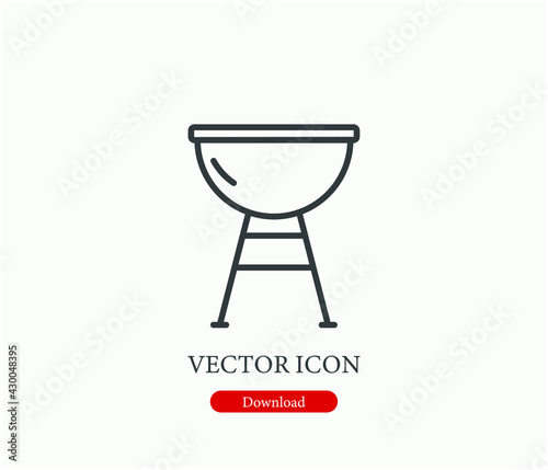 Barbecue vector icon. Editable stroke. Linear style sign for use on web design and mobile apps, logo. Symbol illustration. Pixel vector graphics - Vector