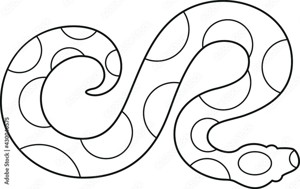 Fototapeta premium Top View of Ball Python Simple Outline Abstract Design